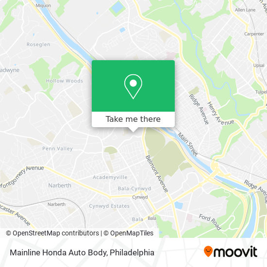 Mainline Honda Auto Body map