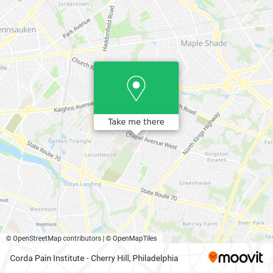 Mapa de Corda Pain Institute - Cherry Hill