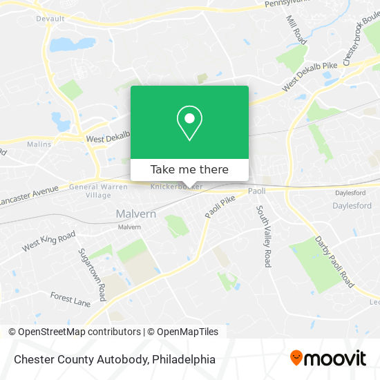 Chester County Autobody map