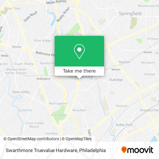 Swarthmore Truevalue Hardware map