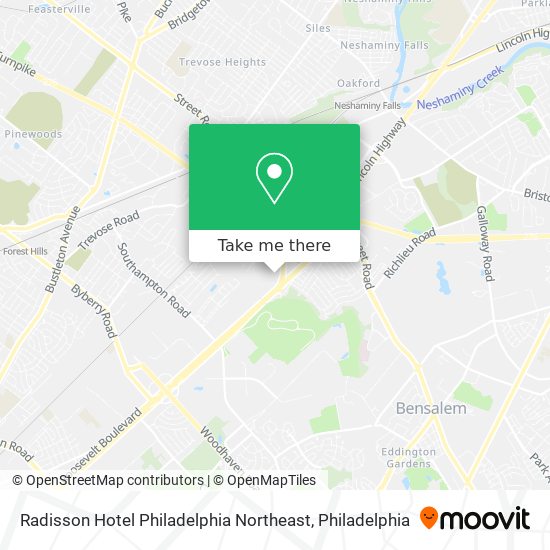 Radisson Hotel Philadelphia Northeast map