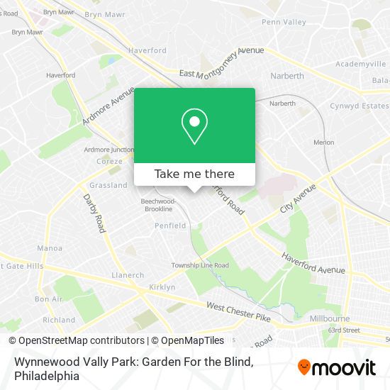 Mapa de Wynnewood Vally Park: Garden For the Blind