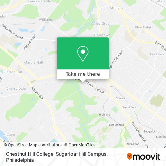 Mapa de Chestnut Hill College: Sugarloaf Hill Campus