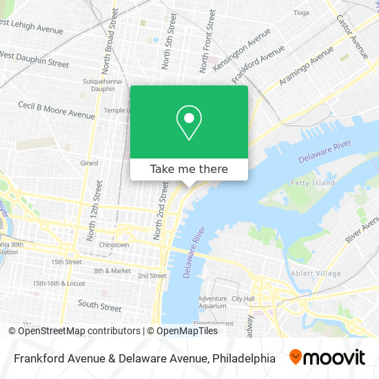 Frankford Avenue & Delaware Avenue map
