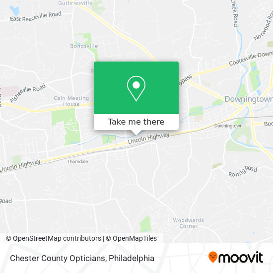 Chester County Opticians map