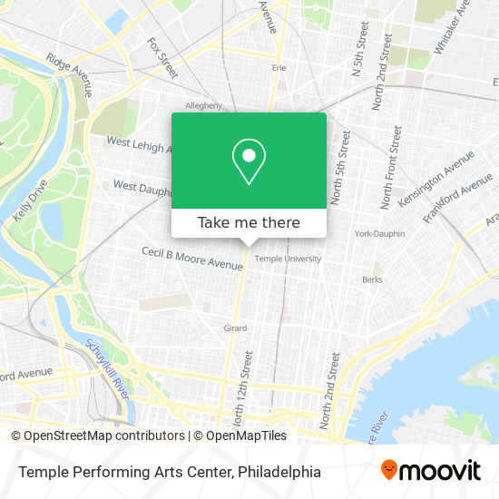 Temple Performing Arts Center map