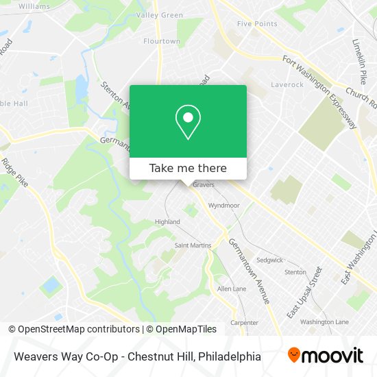 Mapa de Weavers Way Co-Op - Chestnut Hill