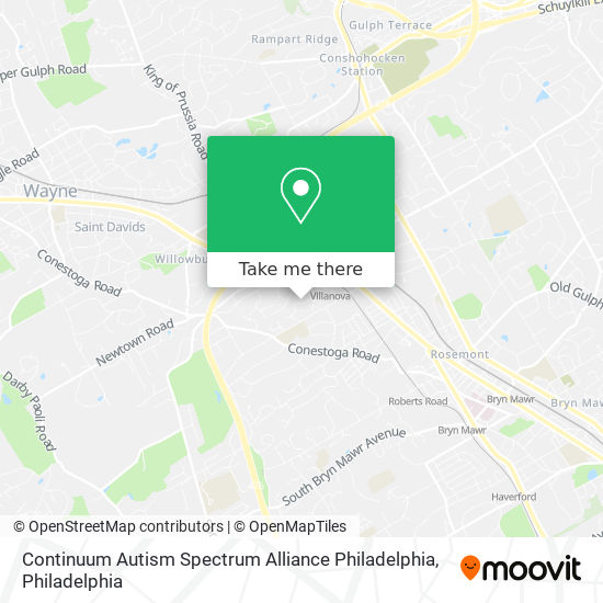 Continuum Autism Spectrum Alliance Philadelphia map