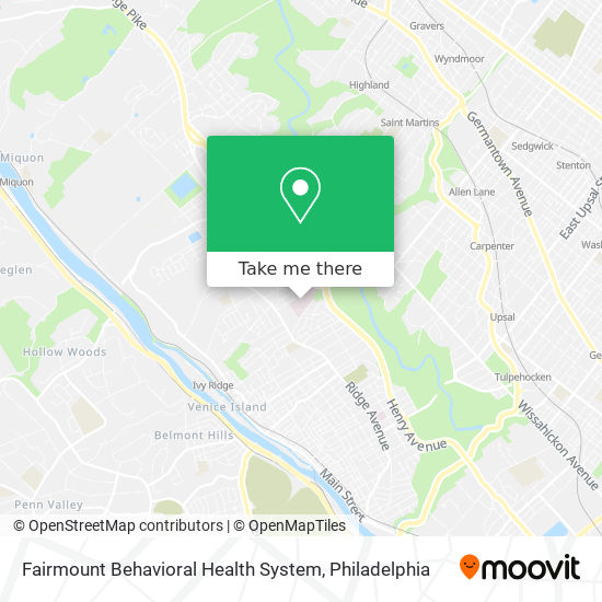 Fairmount Behavioral Health System map