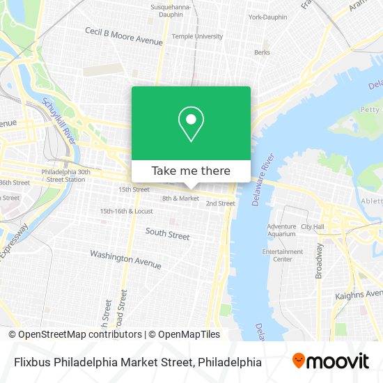 Flixbus Philadelphia Market Street map