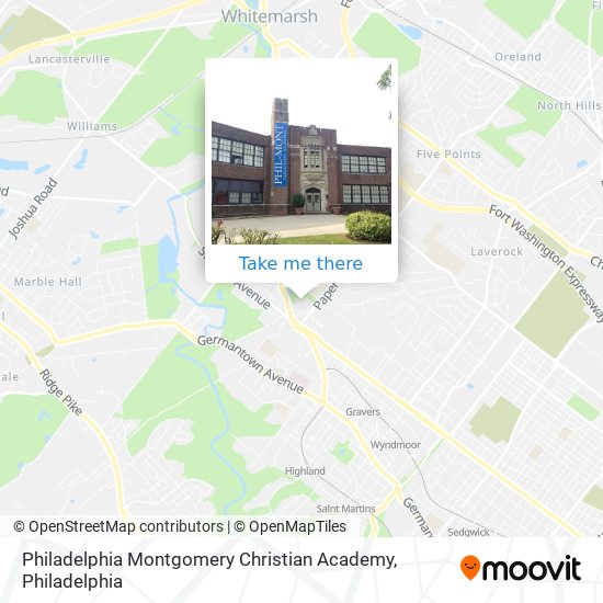 Mapa de Philadelphia Montgomery Christian Academy