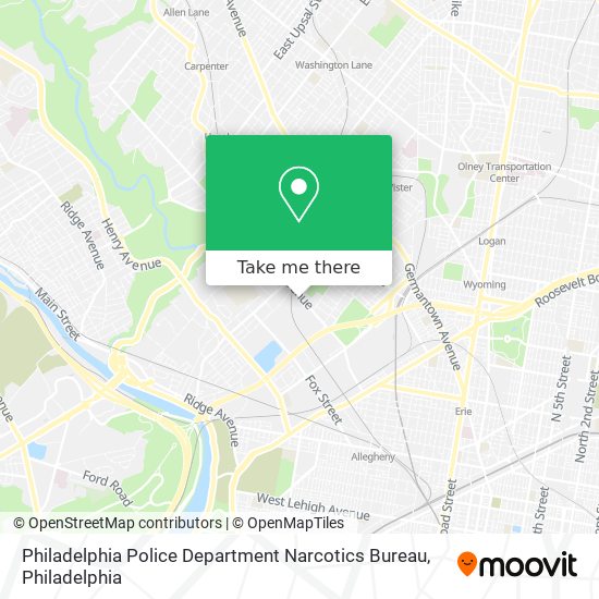 Mapa de Philadelphia Police Department Narcotics Bureau