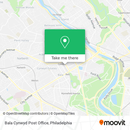 Bala Cynwyd Post Office map