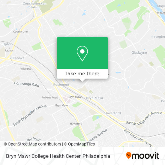 Mapa de Bryn Mawr College Health Center