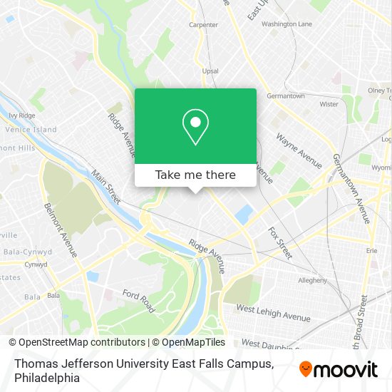 Mapa de Thomas Jefferson University East Falls Campus