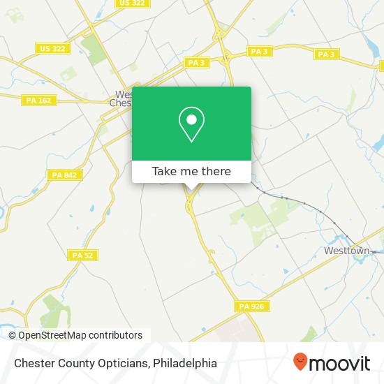 Chester County Opticians map