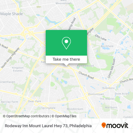 Mapa de Rodeway Inn Mount Laurel Hwy 73