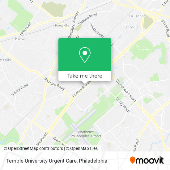 Temple University Urgent Care map