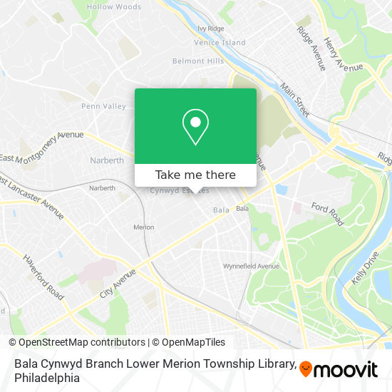 Bala Cynwyd Branch Lower Merion Township Library map