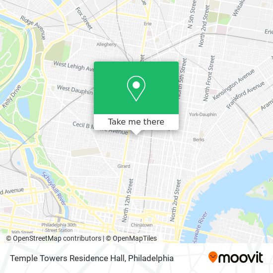 Mapa de Temple Towers Residence Hall