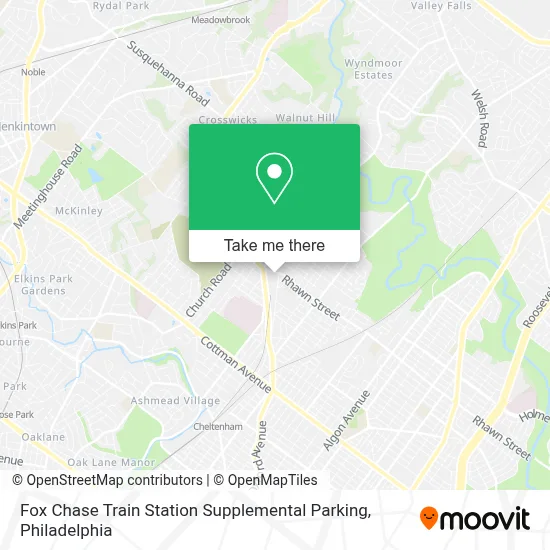 Fox Chase Train Station Supplemental Parking map