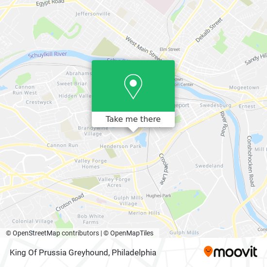 Mapa de King Of Prussia Greyhound