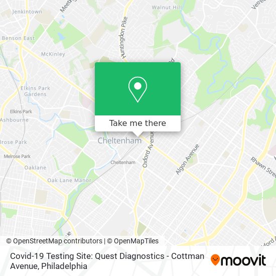 Mapa de Covid-19 Testing Site: Quest Diagnostics - Cottman Avenue