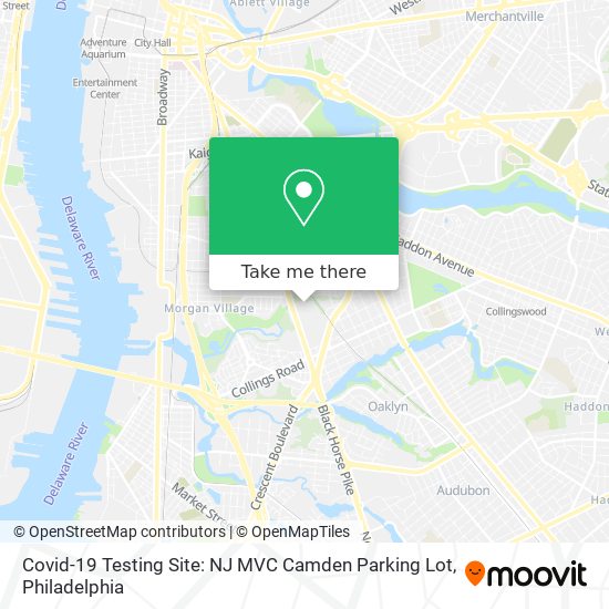 Covid-19 Testing Site: NJ MVC Camden Parking Lot map