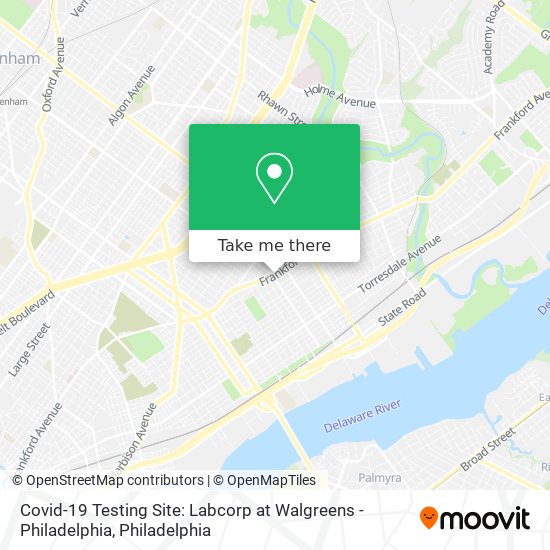 Covid-19 Testing Site: Labcorp at Walgreens - Philadelphia map