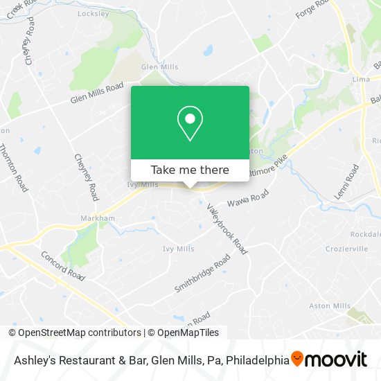Ashley's Restaurant & Bar, Glen Mills, Pa map