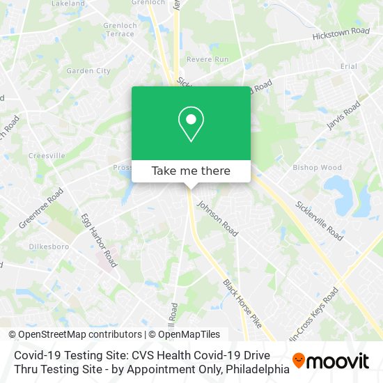 Mapa de Covid-19 Testing Site: CVS Health Covid-19 Drive Thru Testing Site - by Appointment Only