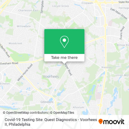 Mapa de Covid-19 Testing Site: Quest Diagnostics - Voorhees II