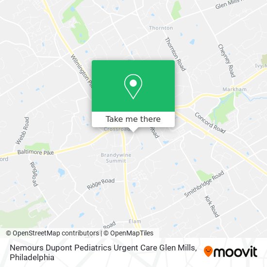 Mapa de Nemours Dupont Pediatrics Urgent Care Glen Mills