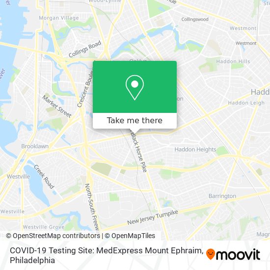 COVID-19 Testing Site: MedExpress Mount Ephraim map