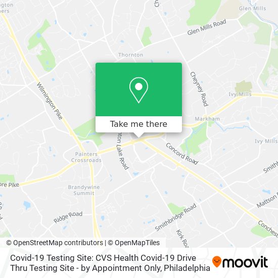 Mapa de Covid-19 Testing Site: CVS Health Covid-19 Drive Thru Testing Site - by Appointment Only