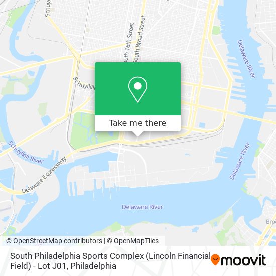 Mapa de South Philadelphia Sports Complex (Lincoln Financial Field) - Lot J01