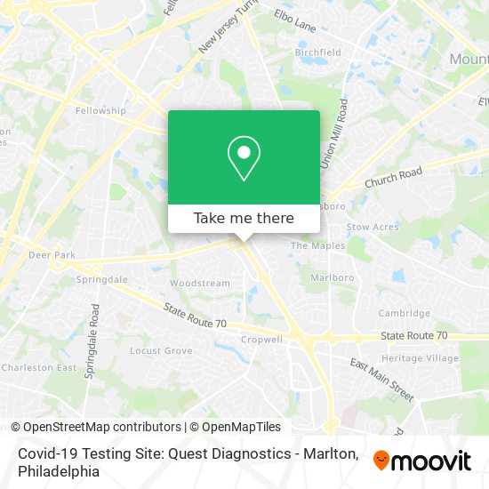 Mapa de Covid-19 Testing Site: Quest Diagnostics - Marlton