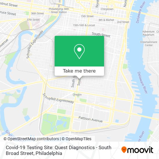 Mapa de Covid-19 Testing Site: Quest Diagnostics - South Broad Street