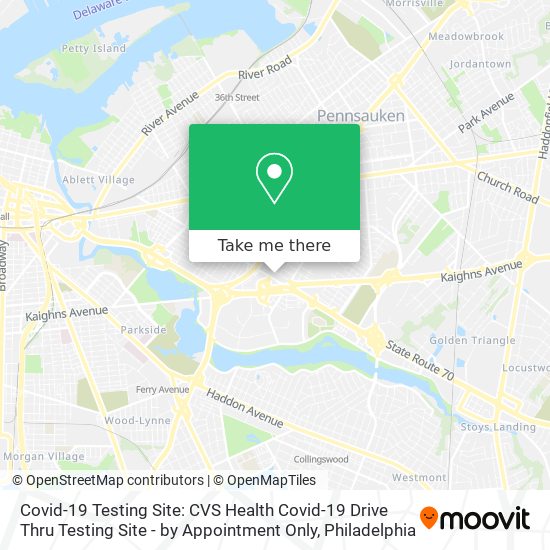 Mapa de Covid-19 Testing Site: CVS Health Covid-19 Drive Thru Testing Site - by Appointment Only