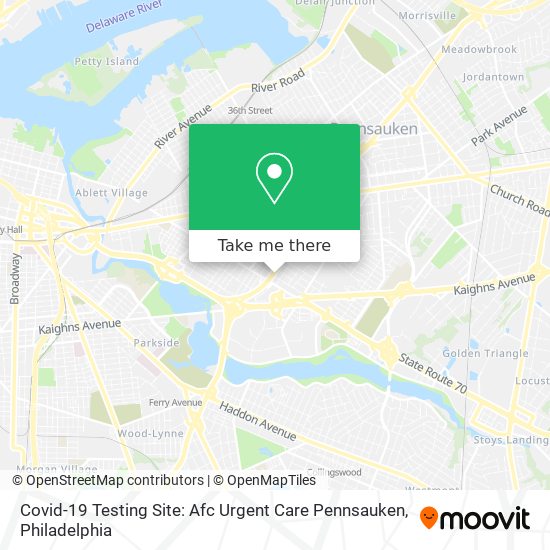 Mapa de Covid-19 Testing Site: Afc Urgent Care Pennsauken