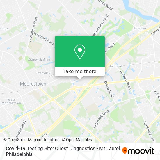 Covid-19 Testing Site: Quest Diagnostics - Mt Laurel map