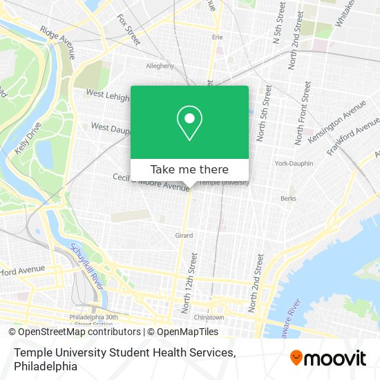 Temple University Student Health Services map