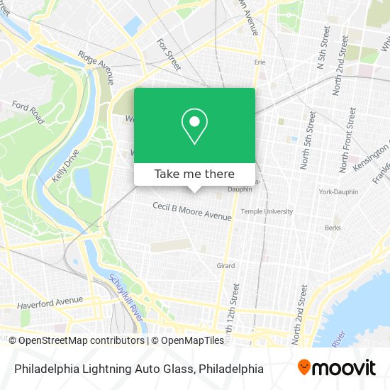 Philadelphia Lightning Auto Glass map