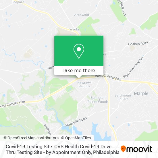 Mapa de Covid-19 Testing Site: CVS Health Covid-19 Drive Thru Testing Site - by Appointment Only