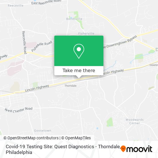 Mapa de Covid-19 Testing Site: Quest Diagnostics - Thorndale