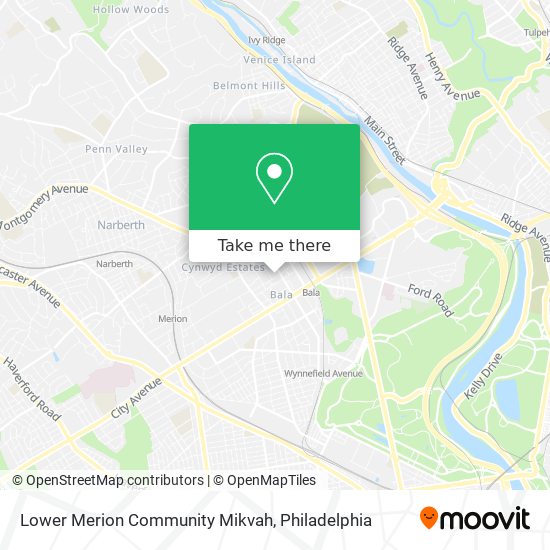 Lower Merion Community Mikvah map