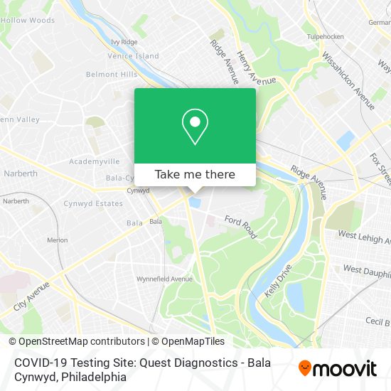 COVID-19 Testing Site: Quest Diagnostics - Bala Cynwyd map