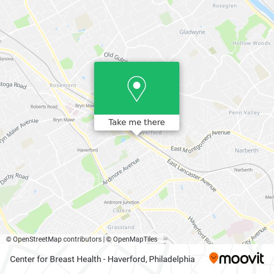 Mapa de Center for Breast Health - Haverford