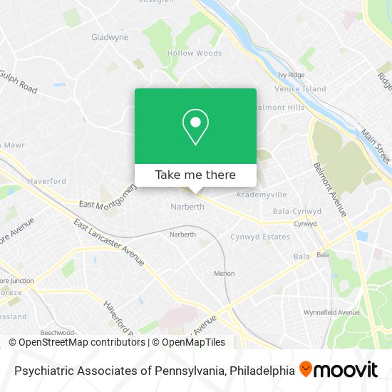 Mapa de Psychiatric Associates of Pennsylvania