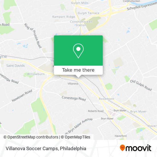 Villanova Soccer Camps map